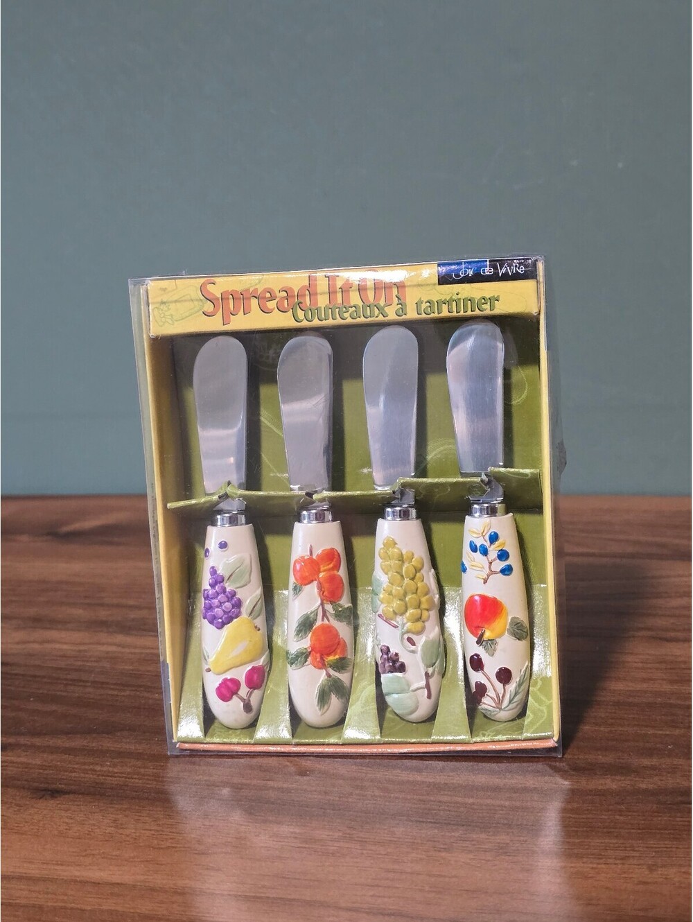Vintage Fruit Handle Cheese Spreaders Set of 4 Joie de Vivre Knives